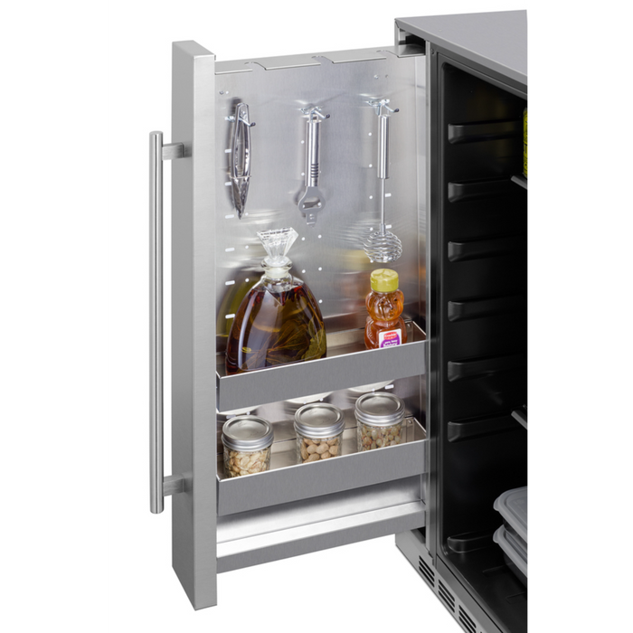 Summit Shallow Depth 24 Inch Wide Built-In All-Refrigerator With Slide-Out Storage Compartment