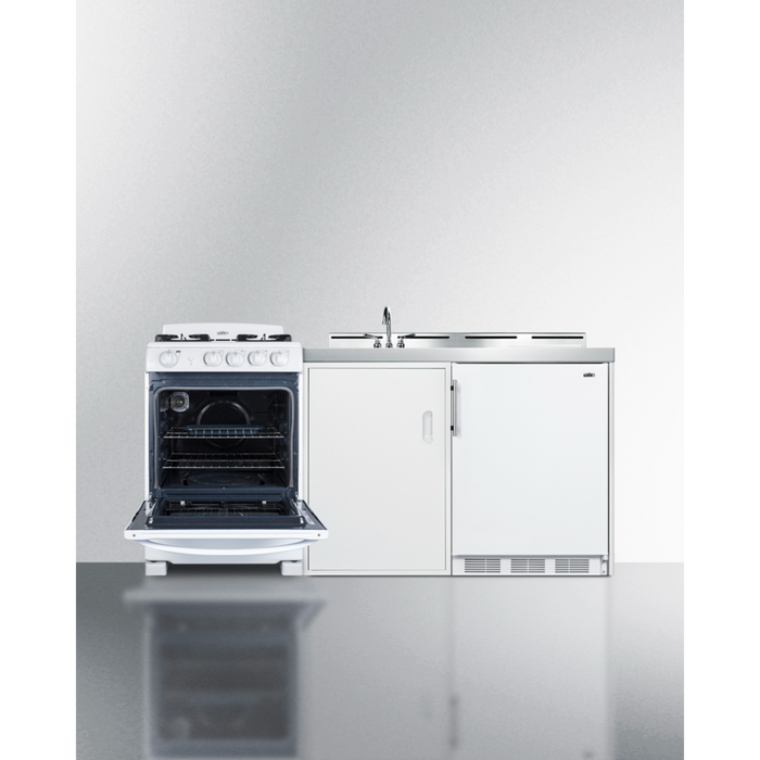 Summit 72 Inch Wide All-in-One Kitchenette with Gas Range