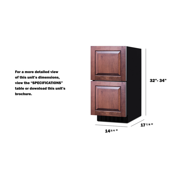 Summit 15 Inch Wide 2-Drawer All-Refrigerator, ADA Compliant (Panels Not Included)