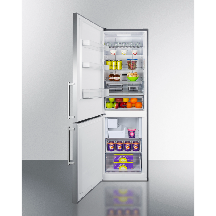 Summit 24 Inch Wide Bottom Freezer Refrigerator with Icemaker