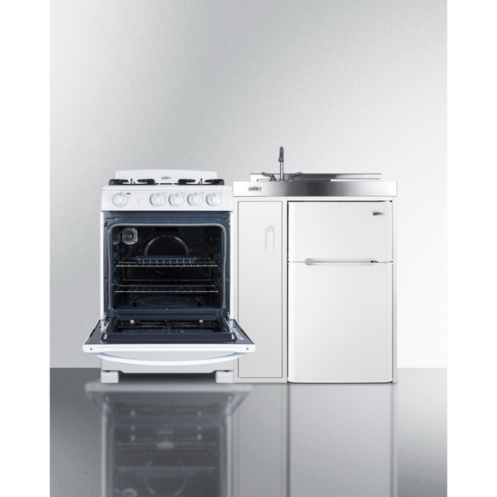 Summit 54 Inch Wide All-in-One Kitchenette with Gas Range