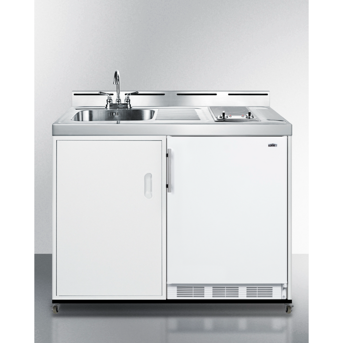 Summit 48 Inch Wide Mobile All-In-One Kitchenette, No Plumbing Needed