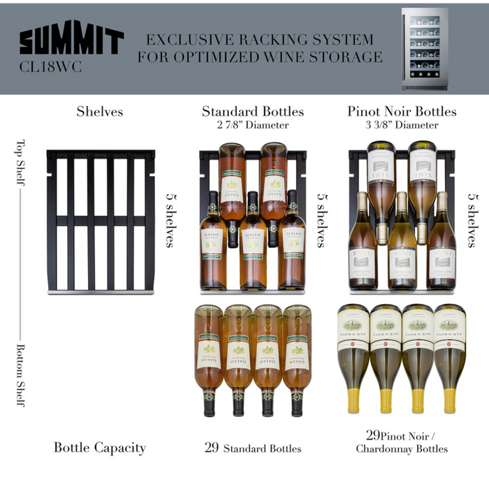 Summit 18 Inch Wide Built-In Wine Cellar