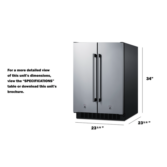 Summit 24 Inch Wide Built-In Refrigerator-Freezer