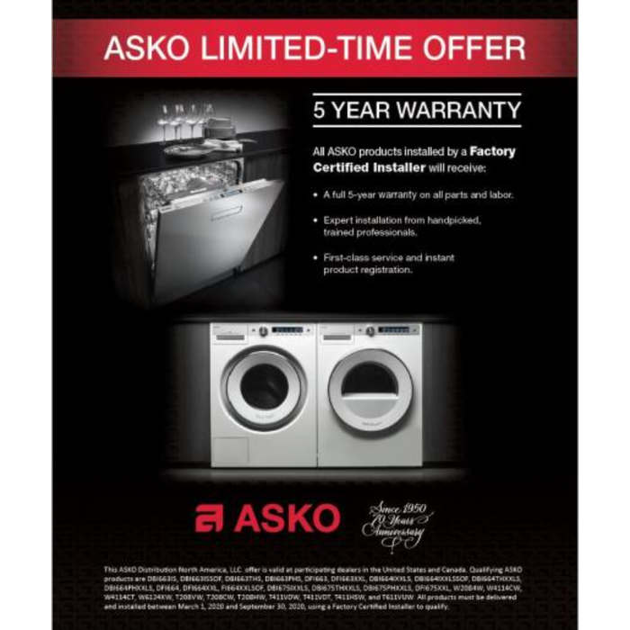 Asko Style Series 24 Inch Wide 5.1 Cu Ft. Electric Logic Vented Dryer