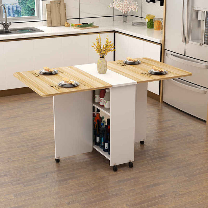 Folding dining table household small apartment simple multi-functional mobile rectangular dining table